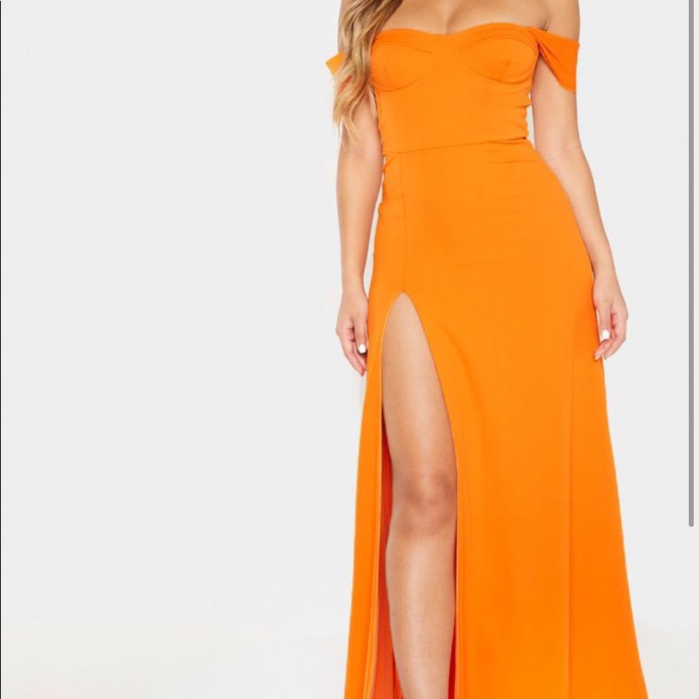 Bright orange cup detail maxi dress